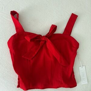 Sienna Sky Cherry Red Tie-Front Crop Top